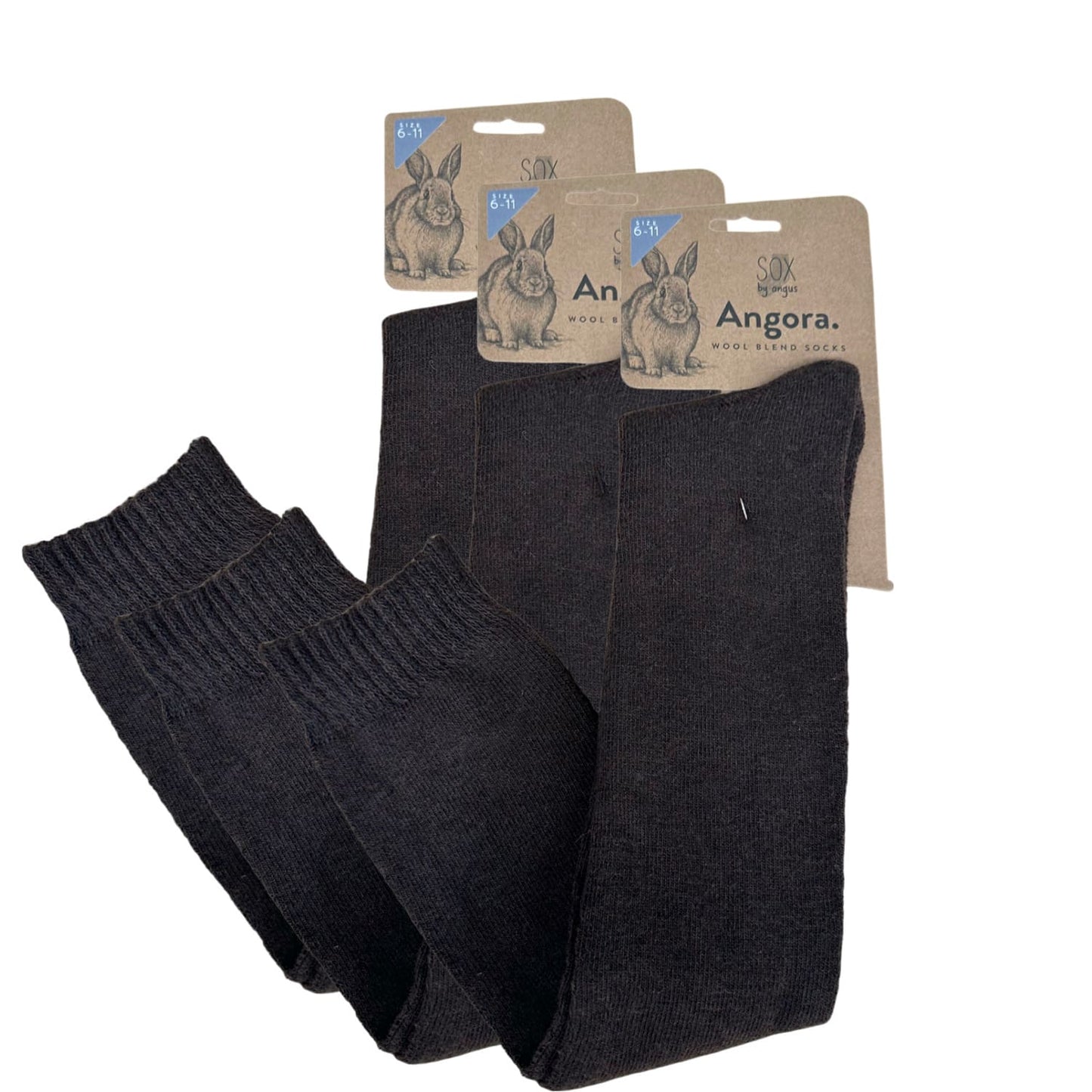Angora Wool Blend Over The Knee Socks with SEAMLESS Toe - Brown