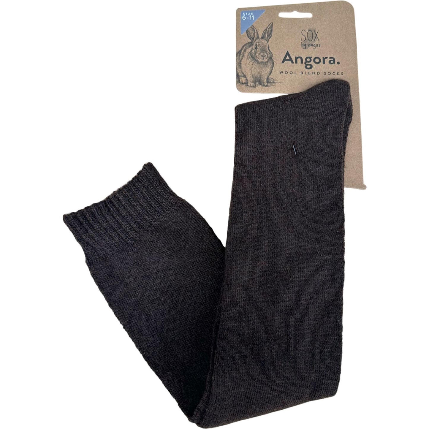 Angora Wool Blend Over The Knee Socks with SEAMLESS Toe - Brown