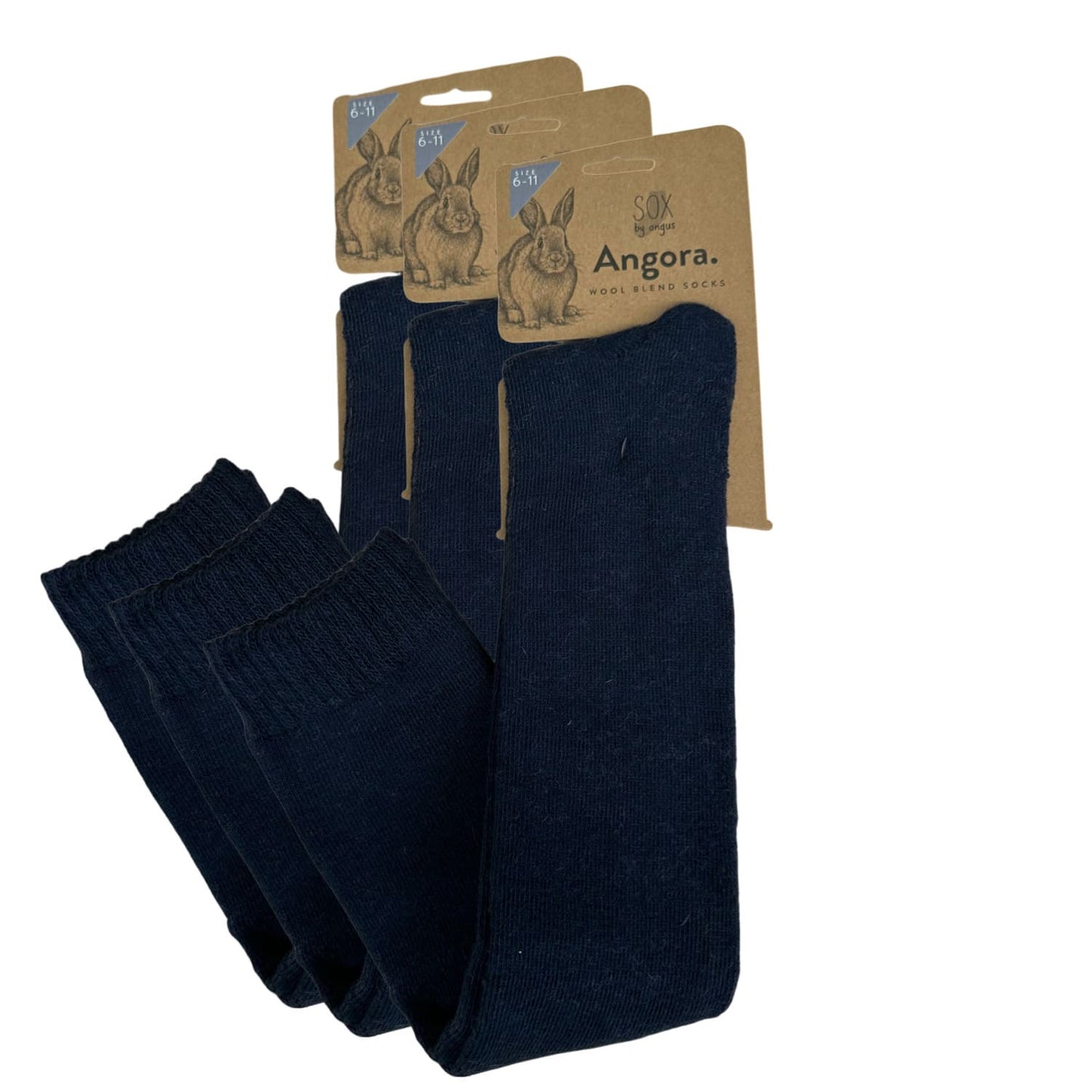 Angora Wool Blend Over The Knee Socks with SEAMLESS Toe - Navy