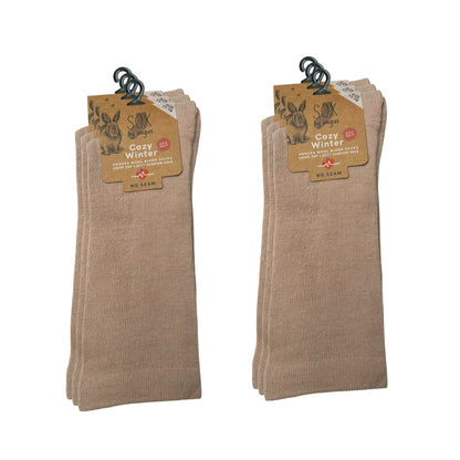 Angora Wool Blend Cushion Sole Loose Top Socks - NO SEAM - Beige