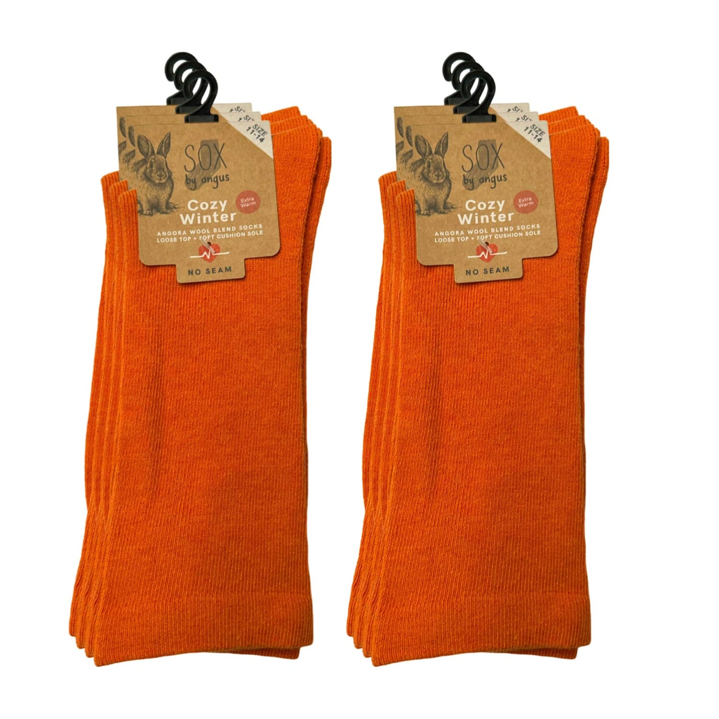 Angora Wool Blend Cushion Sole Loose Top Socks - NO SEAM - Orange