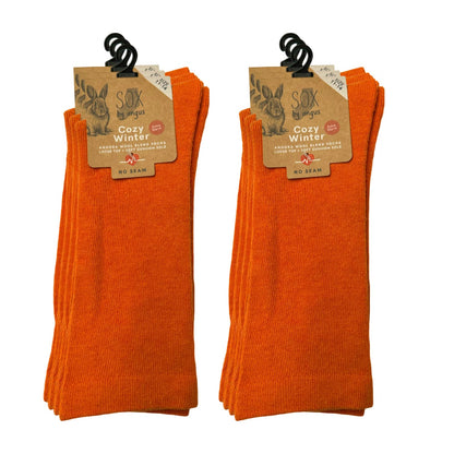 Angora Wool Blend Cushion Sole Loose Top Socks - NO SEAM - Orange