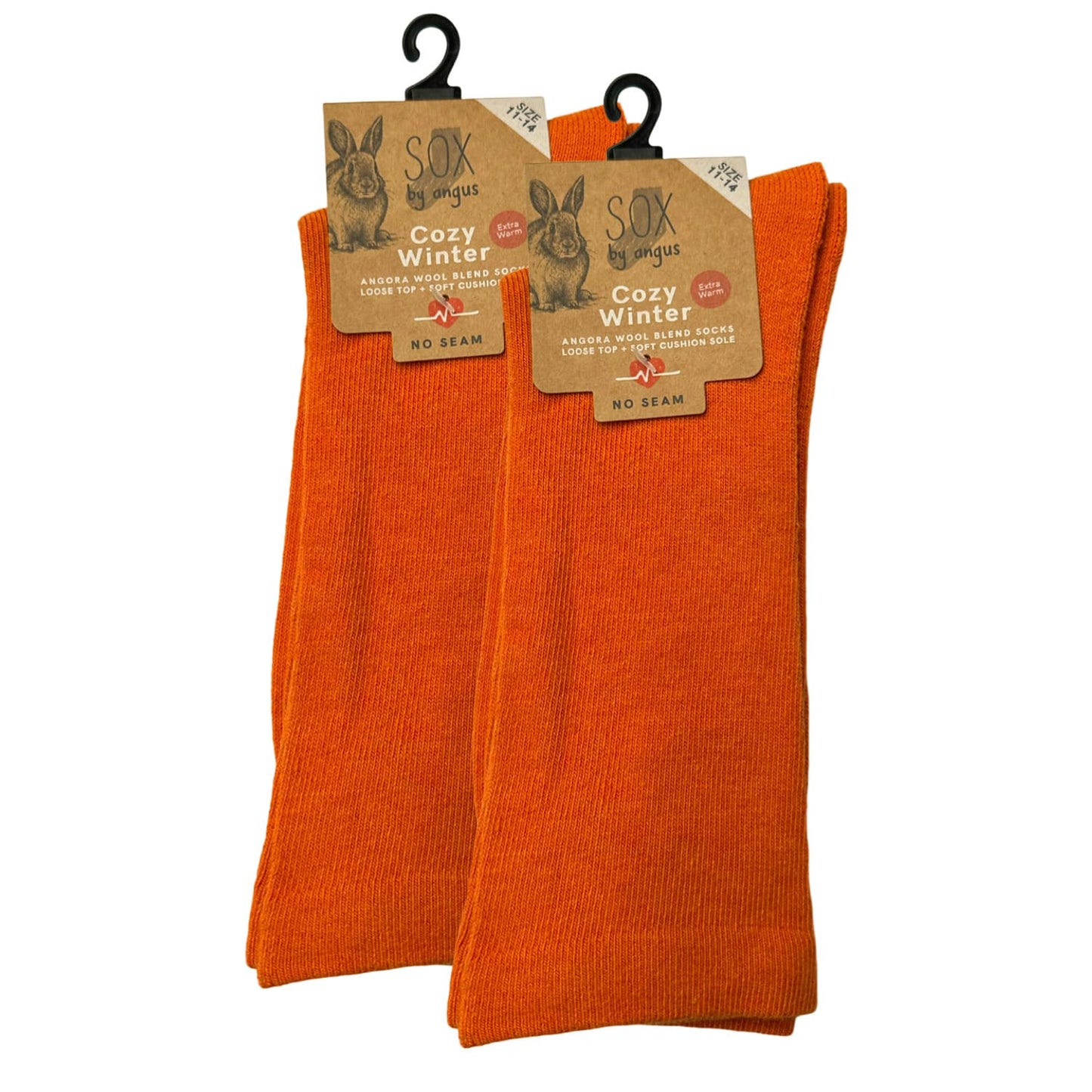 Angora Wool Blend Cushion Sole Loose Top Socks - NO SEAM - Orange