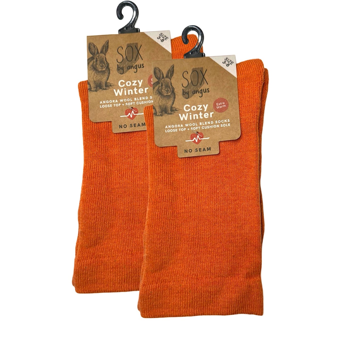 Angora Wool Blend Cushion Sole Loose Top Socks - NO SEAM - Orange
