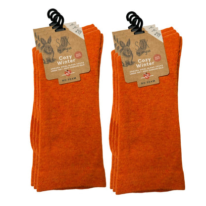 Angora Wool Blend Cushion Sole Loose Top Socks - NO SEAM - Orange