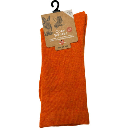 Angora Wool Blend Cushion Sole Loose Top Socks - NO SEAM - Orange
