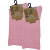 Angora Wool Blend Cushion Sole Loose Top Socks - NO SEAM - Pink