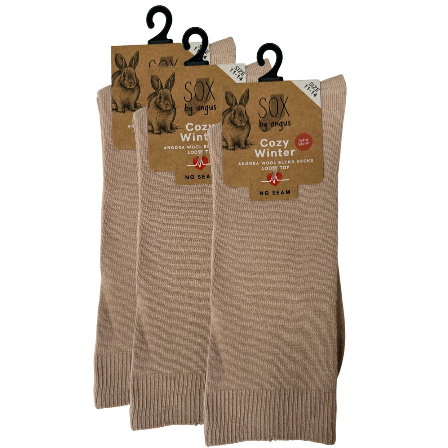 Angora Wool Blend Loose Top Socks - NO SEAM - Beige