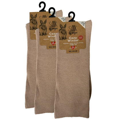 Angora Wool Blend Loose Top Socks - NO SEAM - Beige