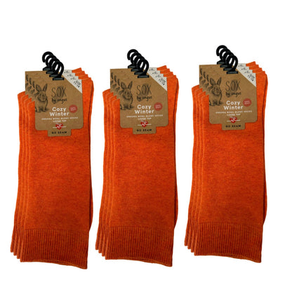 Angora Wool Blend Loose Top Socks - NO SEAM - Orange