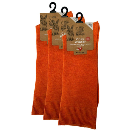 Angora Wool Blend Loose Top Socks - NO SEAM - Orange