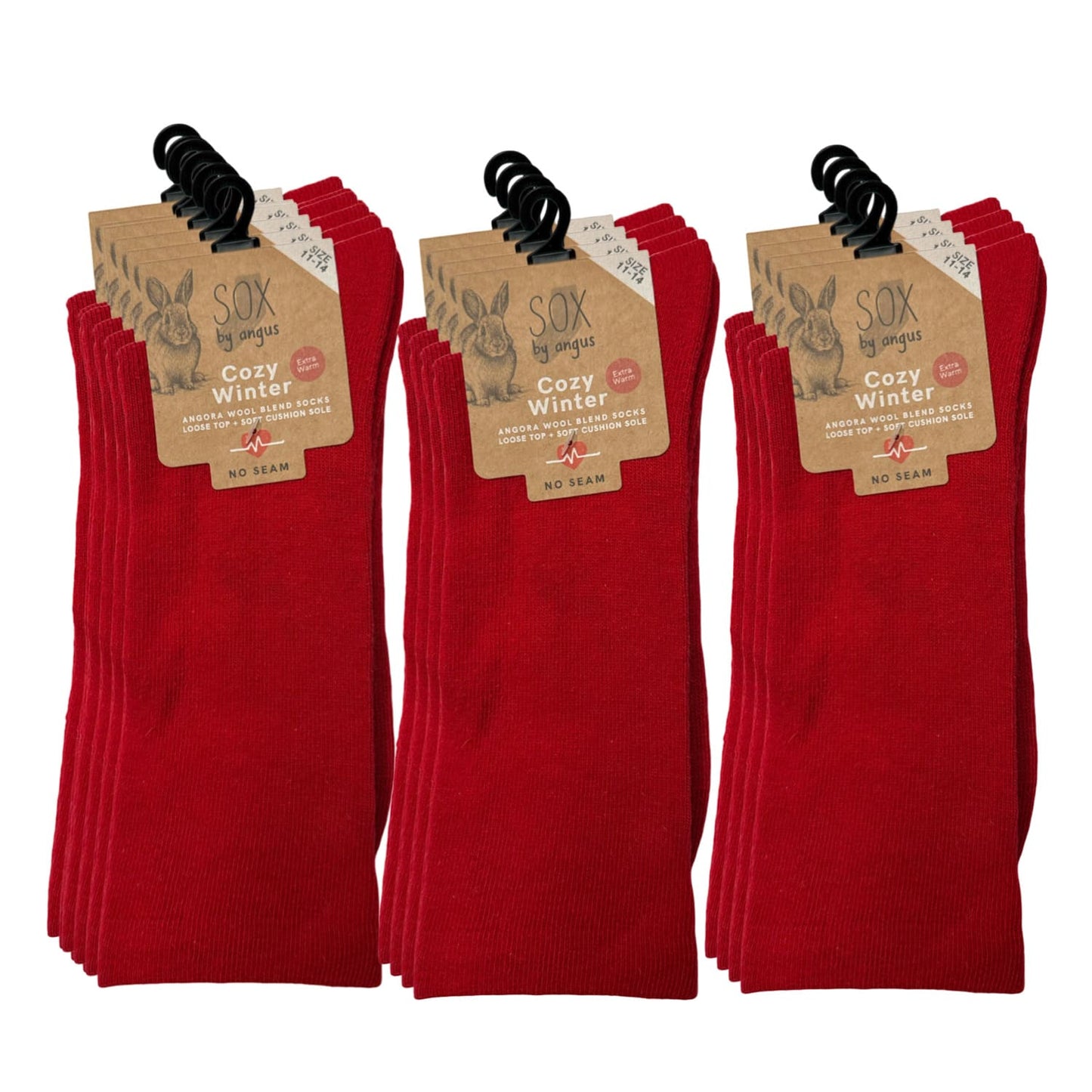 Angora Wool Blend Loose Top Socks - NO SEAM - Red