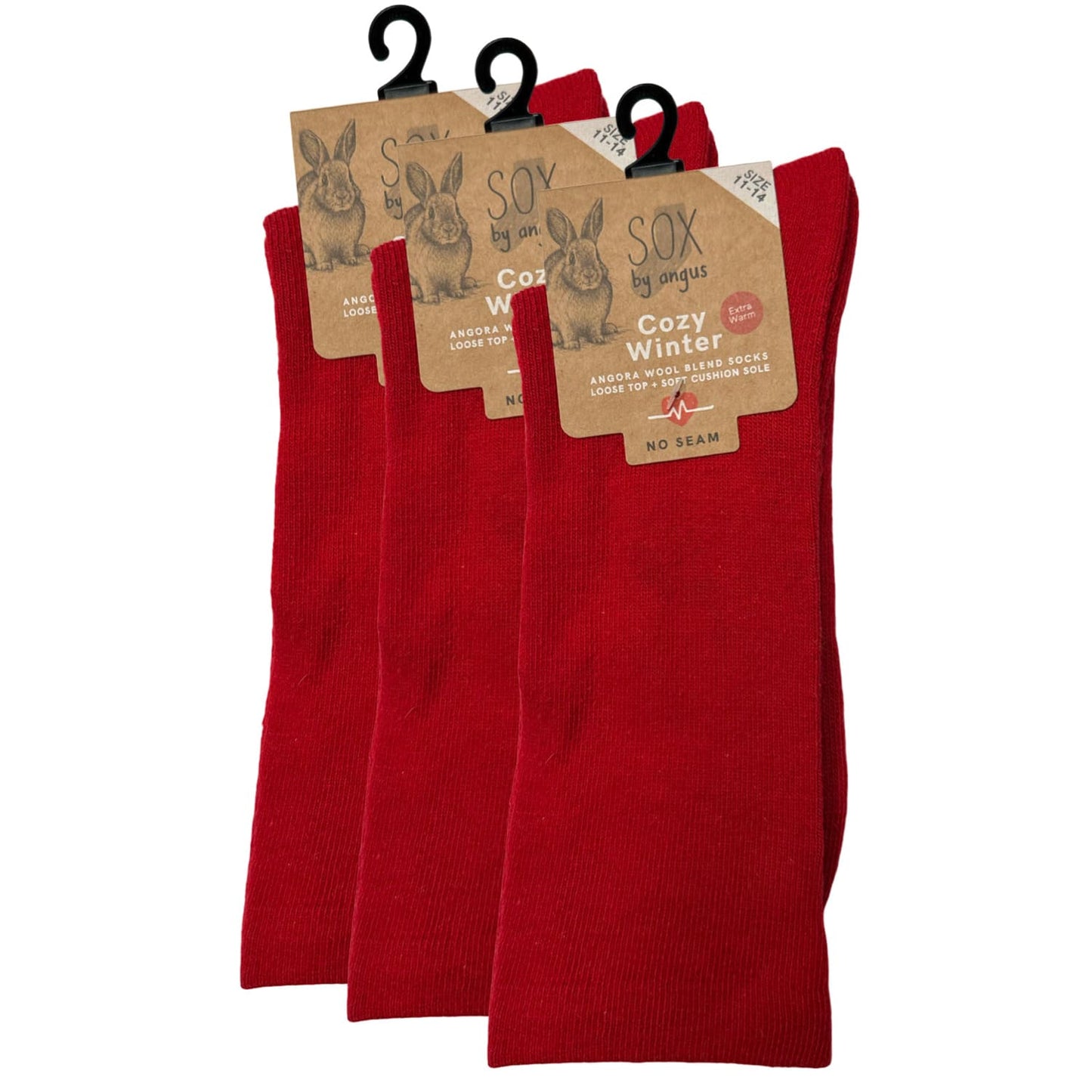 Angora Wool Blend Loose Top Socks - NO SEAM - Red