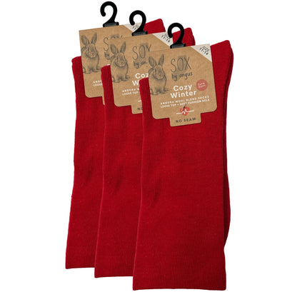 Angora Wool Blend Loose Top Socks - NO SEAM - Red