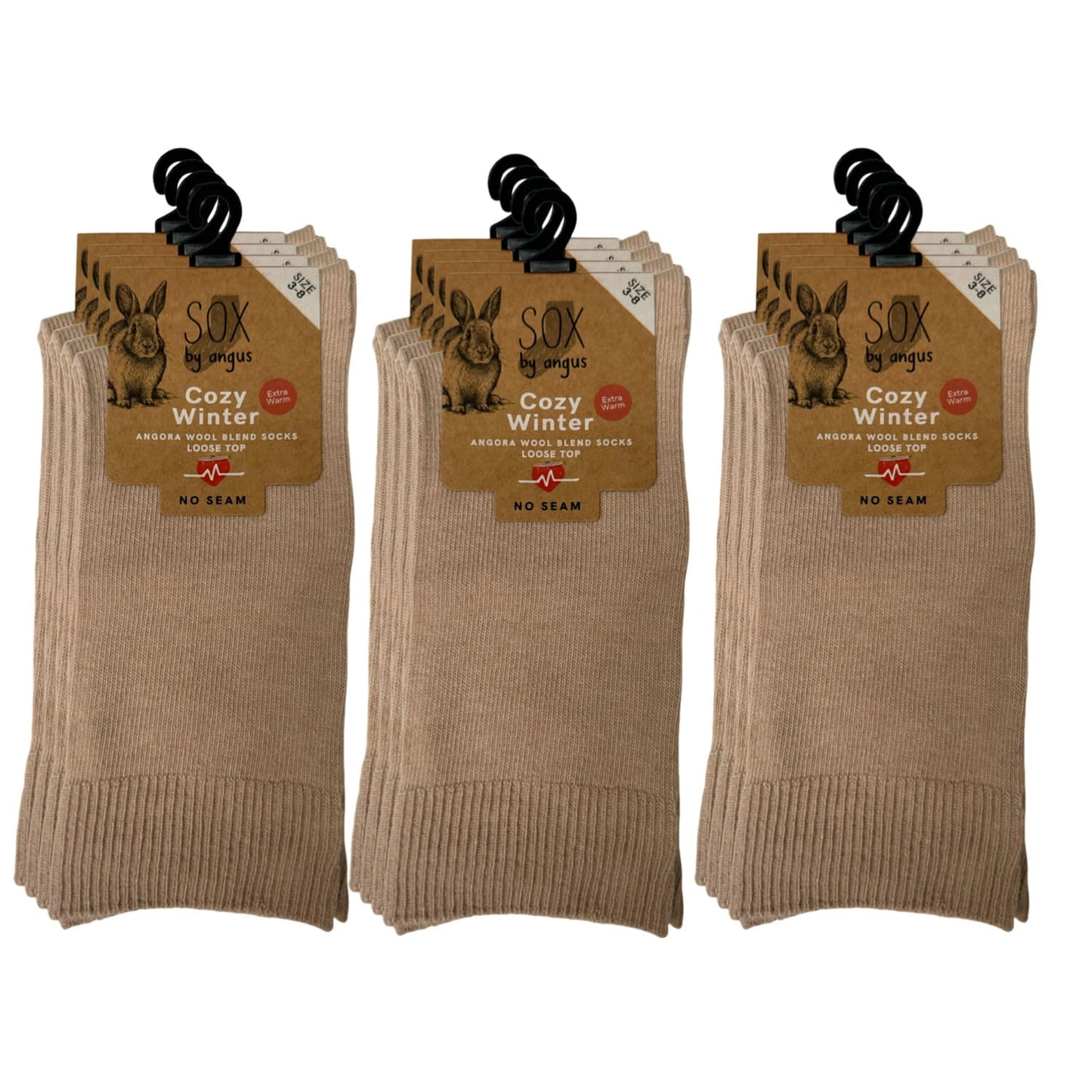 Angora Wool Blend Loose Top Socks - NO SEAM - Beige