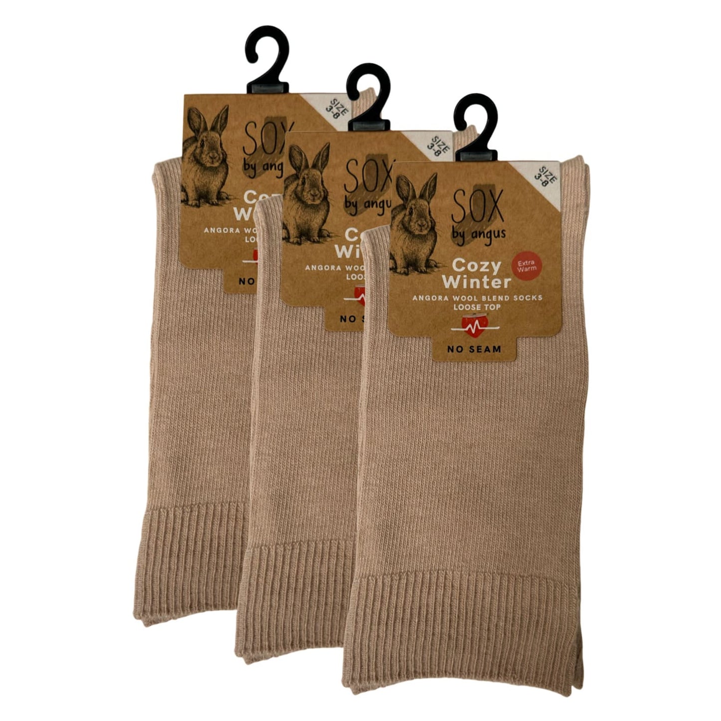 Angora Wool Blend Loose Top Socks - NO SEAM - Beige