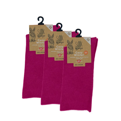 Angora Wool Blend Loose Top Socks - NO SEAM - Hot pink