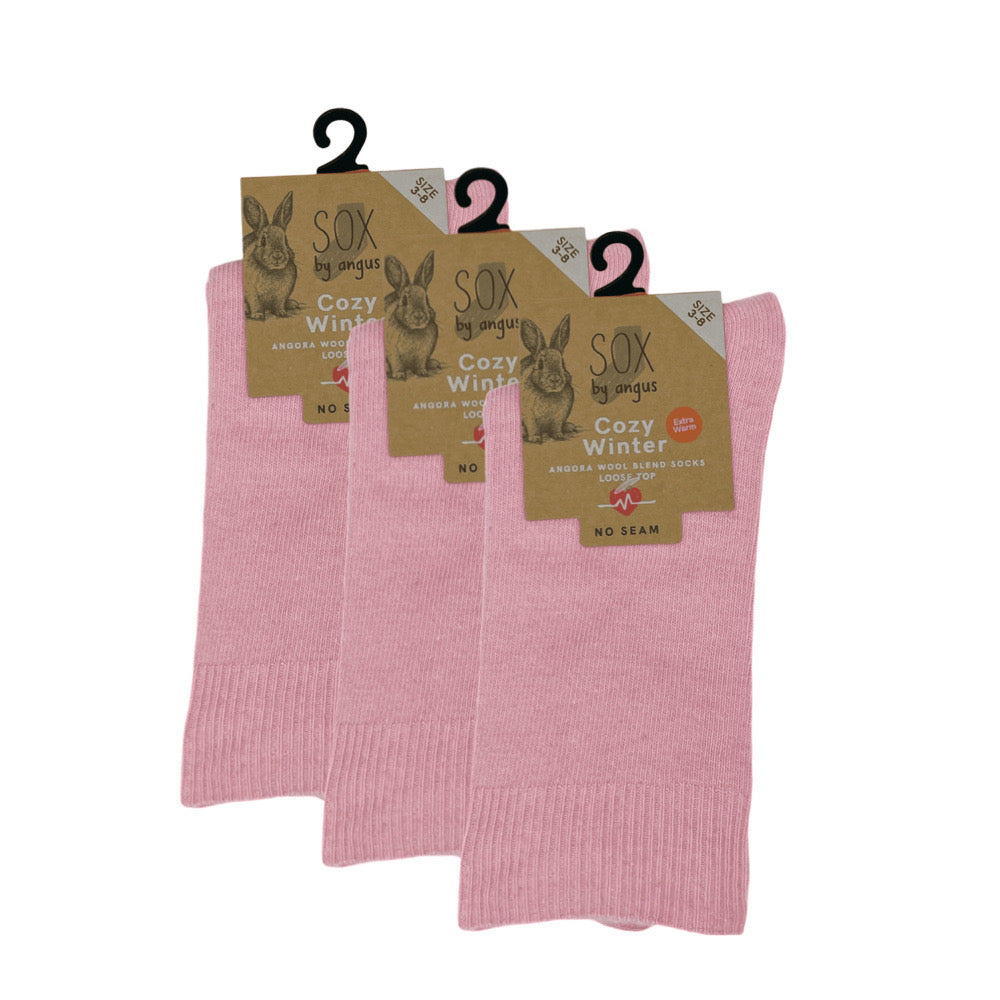 Angora Wool Blend Loose Top Socks - NO SEAM - Pink