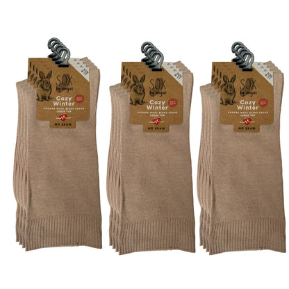 Angora Wool Blend Loose Top Socks - NO SEAM - Beige