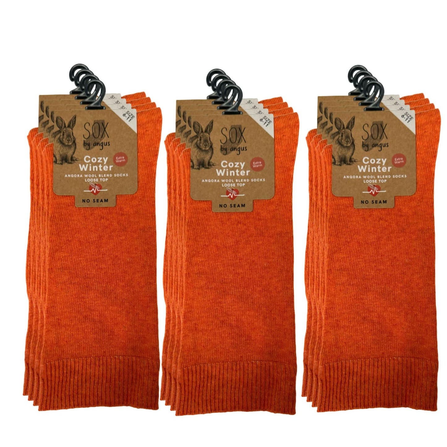 Angora Wool Blend Loose Top Socks - NO SEAM - Orange