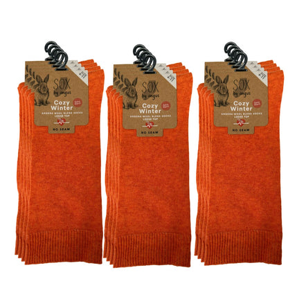 Angora Wool Blend Loose Top Socks - NO SEAM - Orange