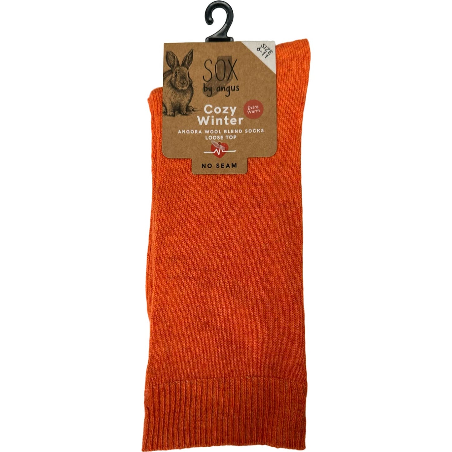 Angora Wool Blend Loose Top Socks - NO SEAM - Orange
