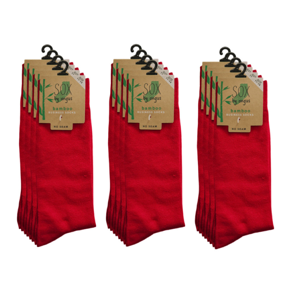 Bamboo Plain Business Socks -No Seam - Red