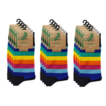 Bamboo Plain Business Socks -No Seam - Rainbow Stripes