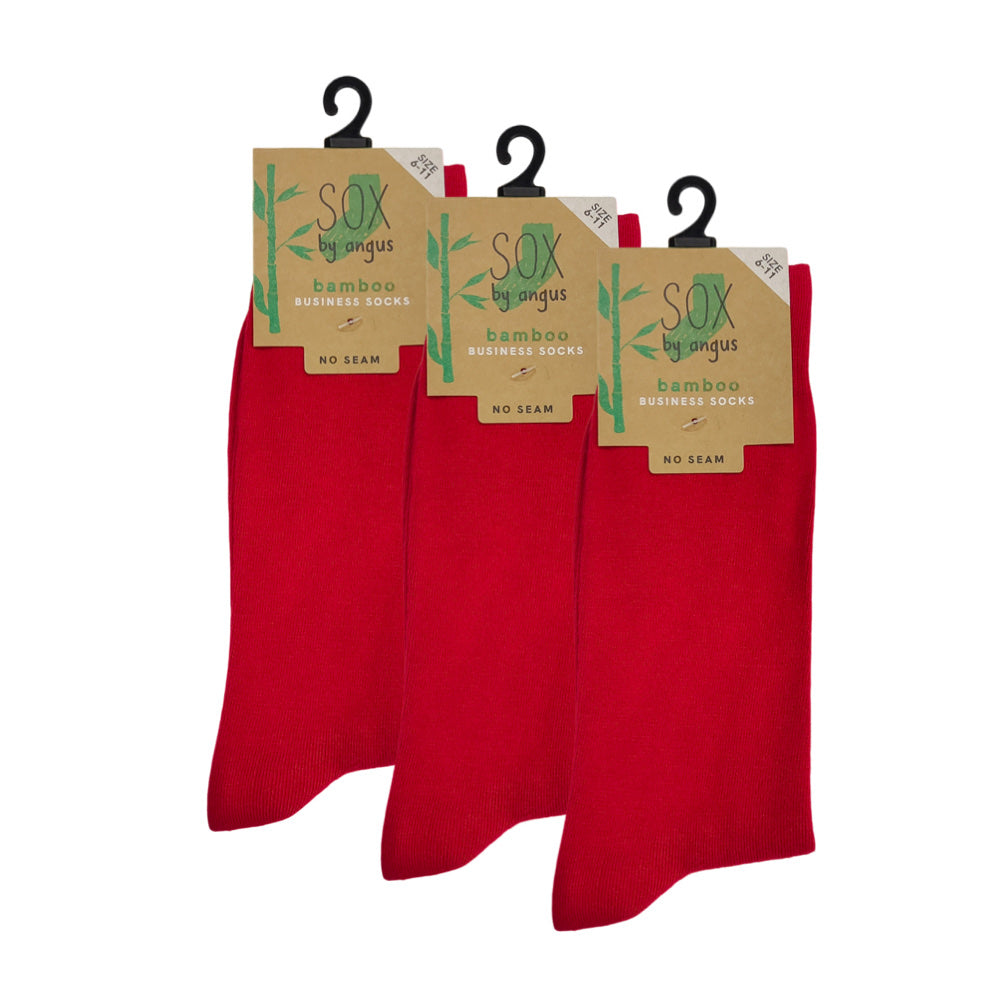 Bamboo Plain Business Socks -No Seam - Red