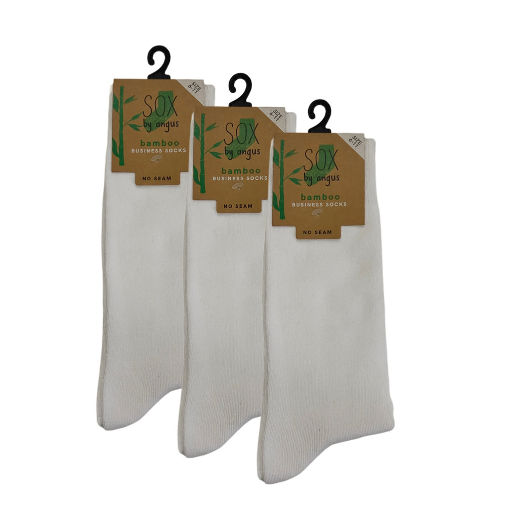 Bamboo Plain Business Socks -No Seam - White