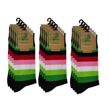 Bamboo Plain Business Socks -No Seam - Wide Stripes
