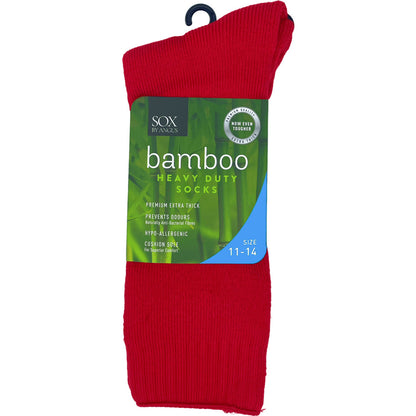 Bamboo Heavy Duty Socks - 1 Pack - Red