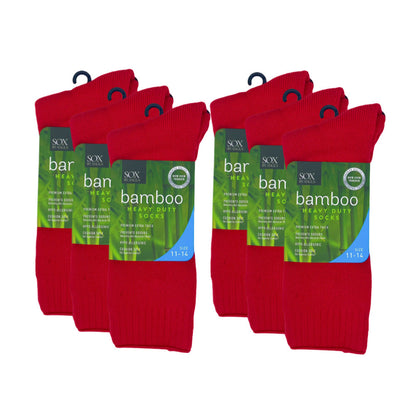 Bamboo Heavy Duty Socks - 1 Pack - Red