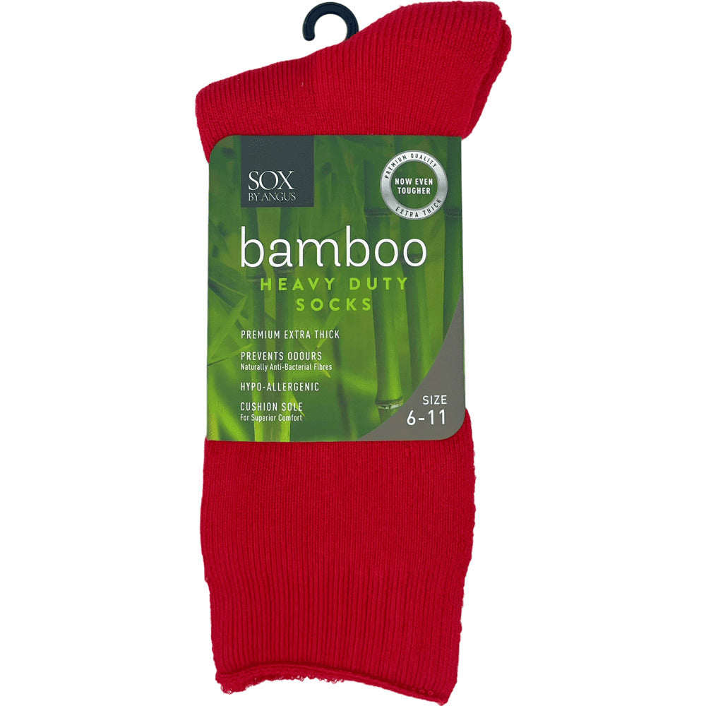 Bamboo Heavy Duty Socks - 1 Pack - Red