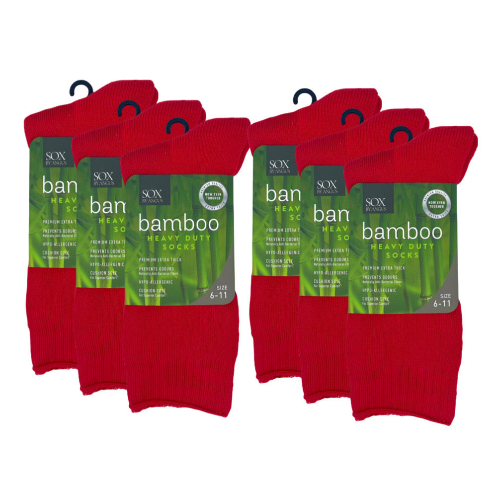 Bamboo Heavy Duty Socks - 1 Pack - Red