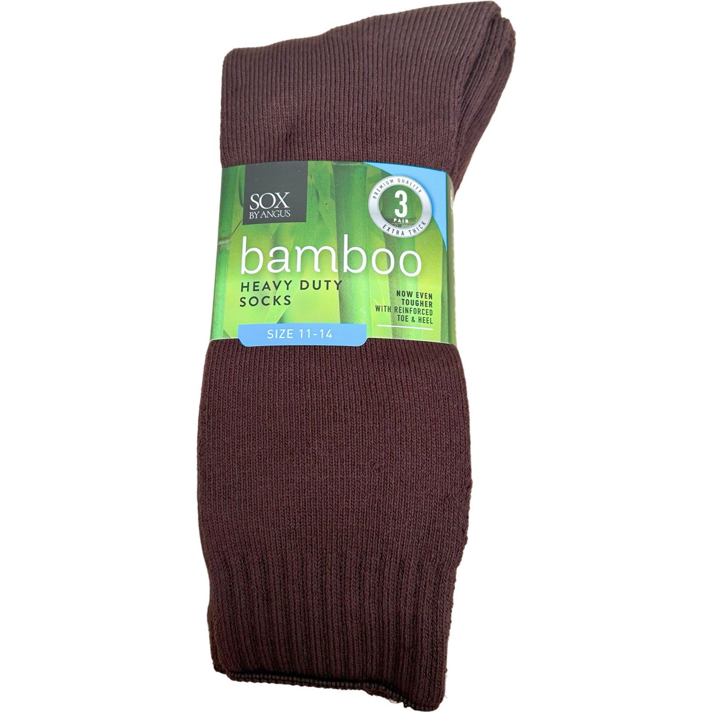 Bamboo Heavy Duty Socks - 3 Pairs Pack - Brown