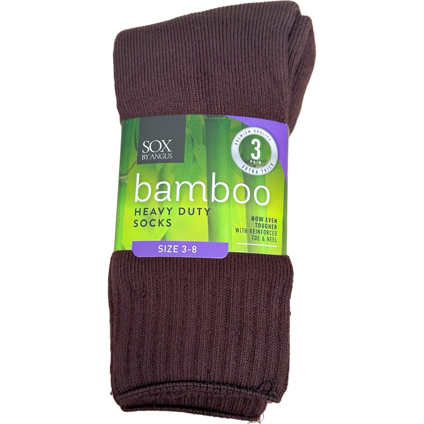 Bamboo Heavy Duty Socks - 3 Pack - Brown