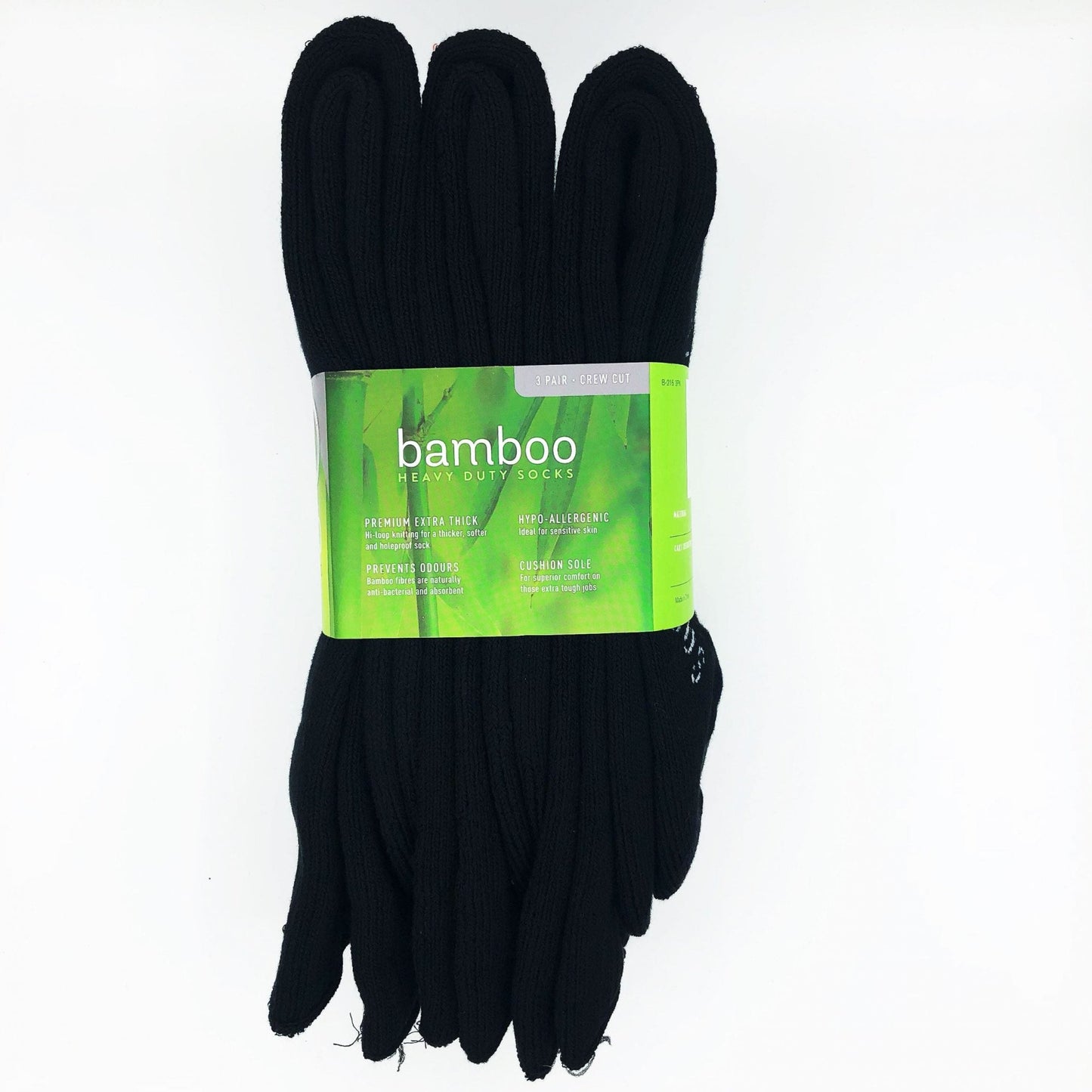 Bamboo Heavy Duty Socks - 3 Pairs Pack - Black