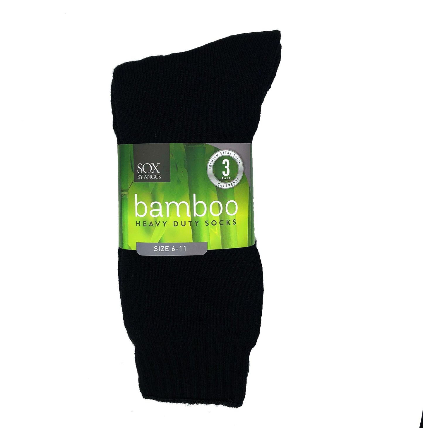 Bamboo Heavy Duty Socks - 3 Pairs Pack - Black