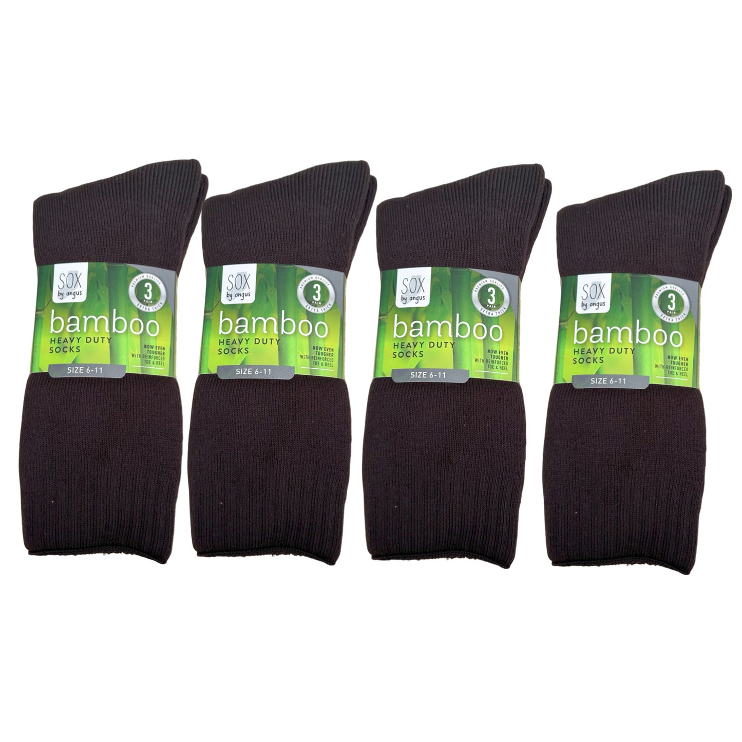 Bamboo Heavy Duty Socks - 3 Pack - Brown