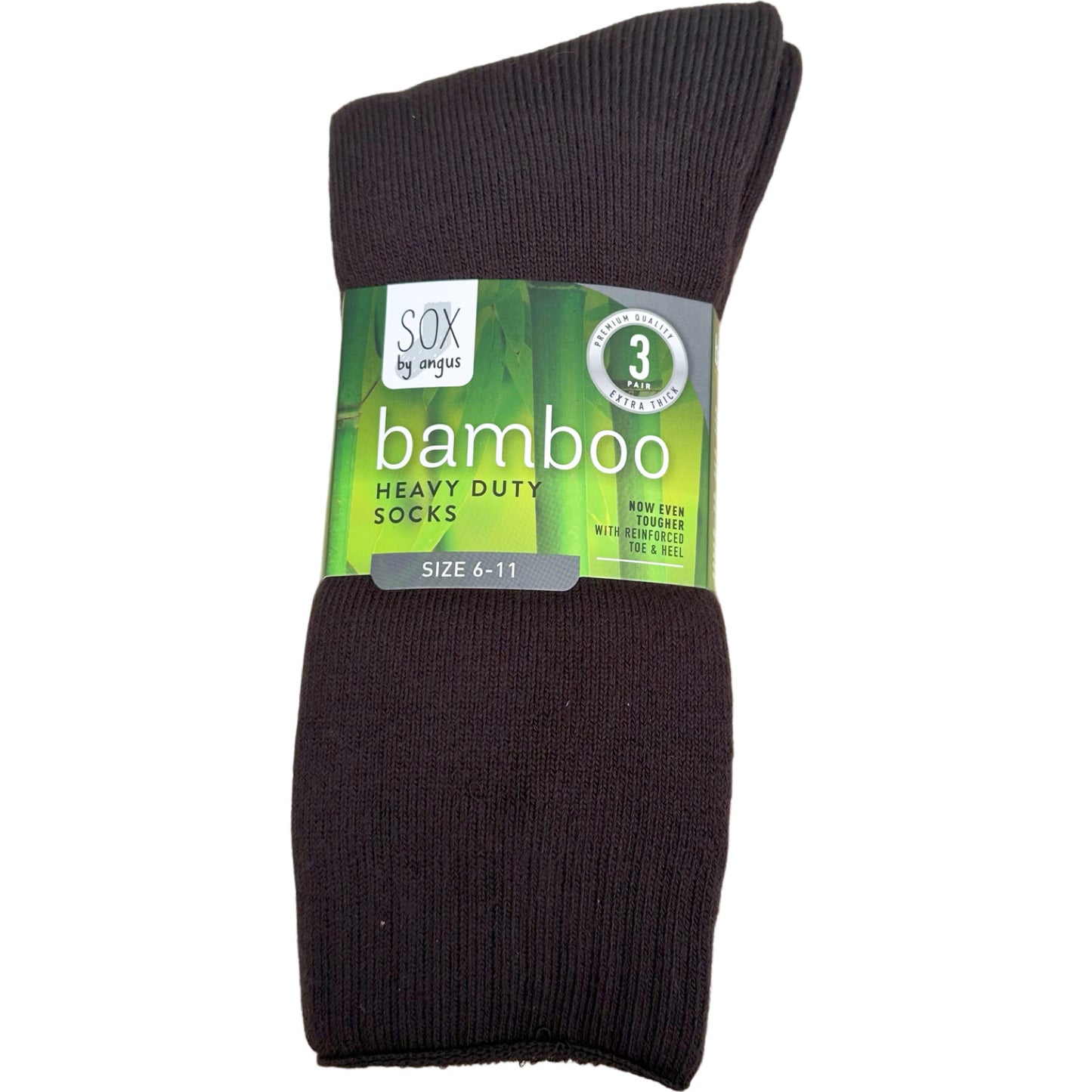 Bamboo Heavy Duty Socks - 3 Pairs Pack - Brown