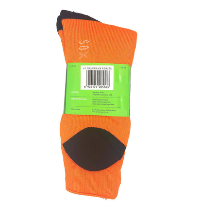 Bamboo Heavy Duty Socks - 3 Pairs Pack - Fluoro Orange/Black