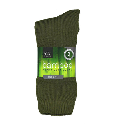 Bamboo Heavy Duty Socks - 3 Pairs Pack - Khaki