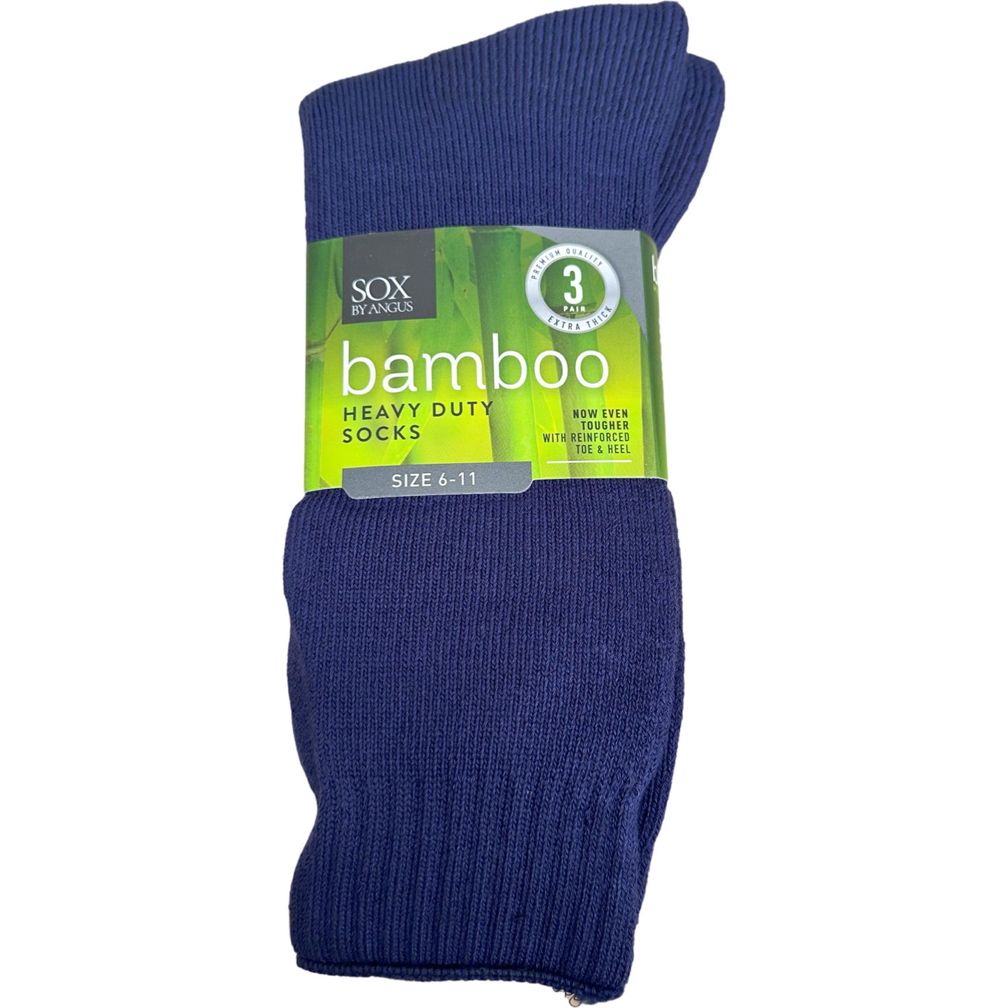 Bamboo Heavy Duty Socks - 3 Pairs Pack - Navy Blue