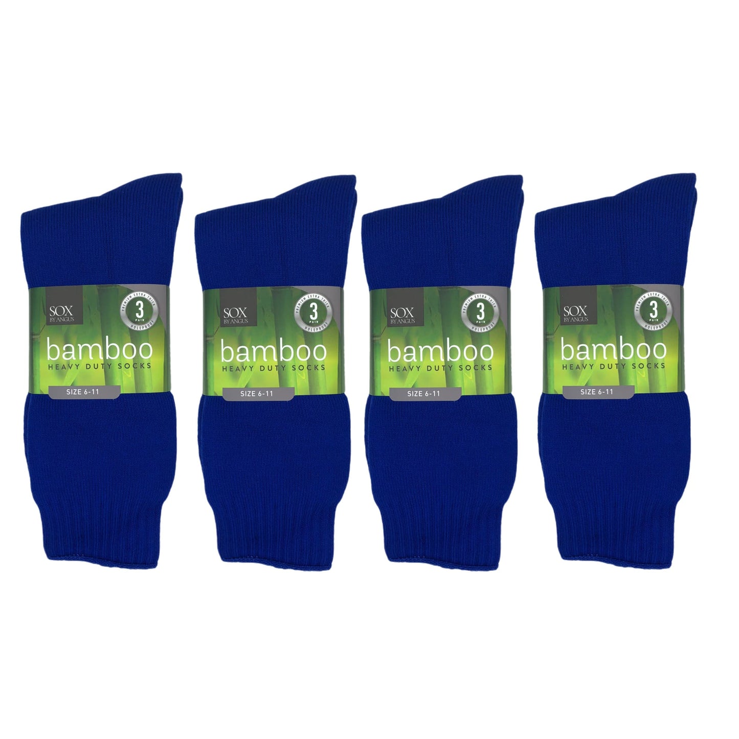 Bamboo Heavy Duty Socks - 3 Pairs Pack - Royal Blue