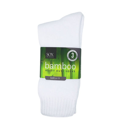 Bamboo Heavy Duty Socks - 3 Pairs Pack - White