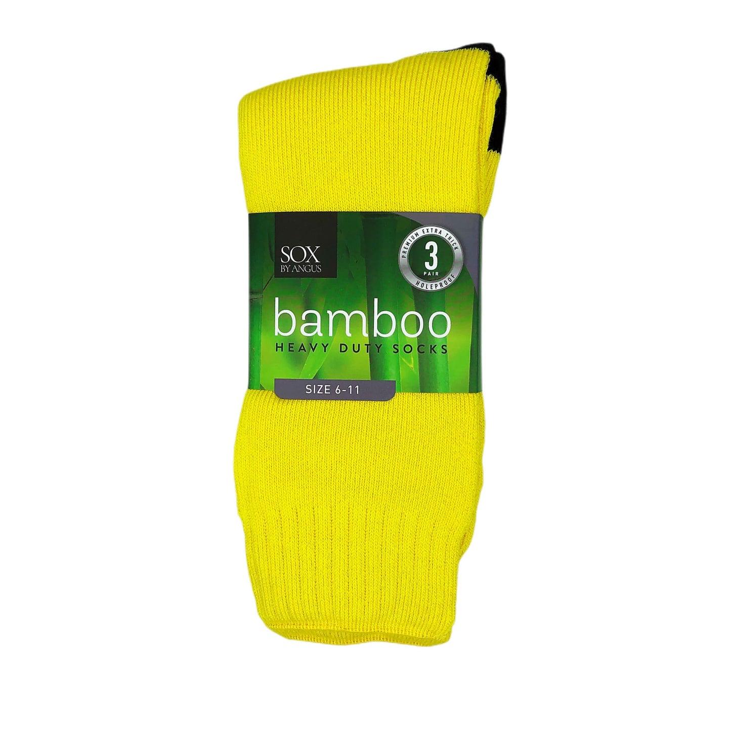 Bamboo Heavy Duty Socks - 3 Pairs Pack - Yellow/Black