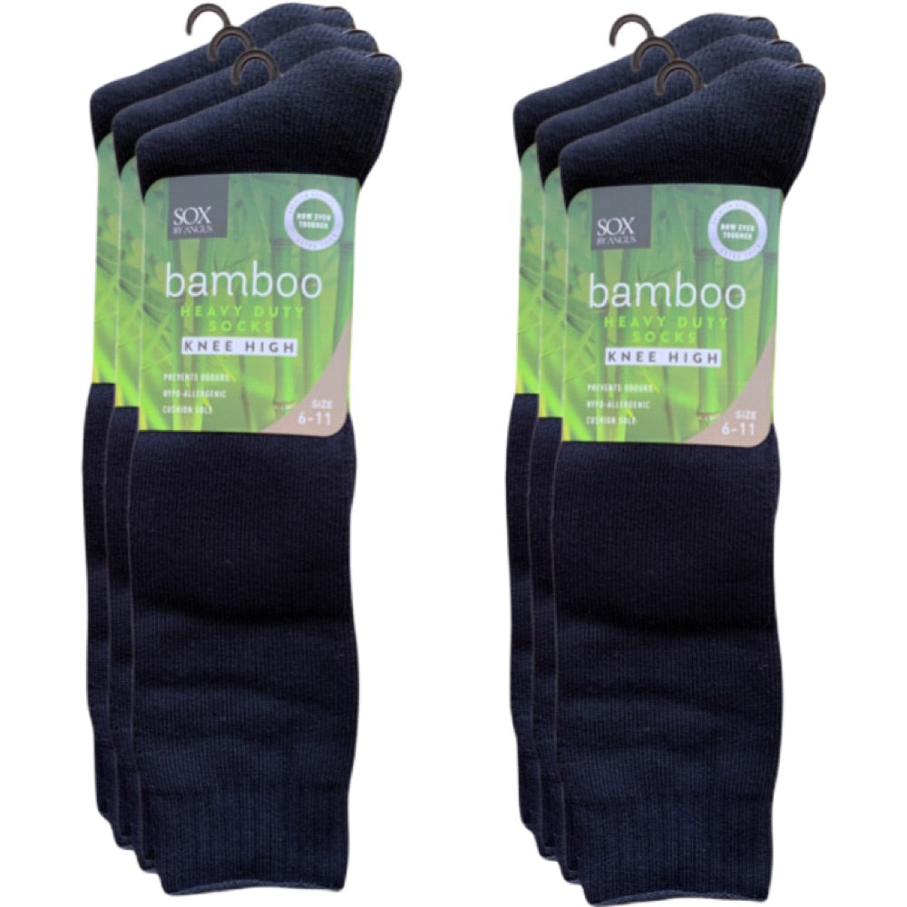 Bamboo Heavy Duty Socks - Knee High - Black