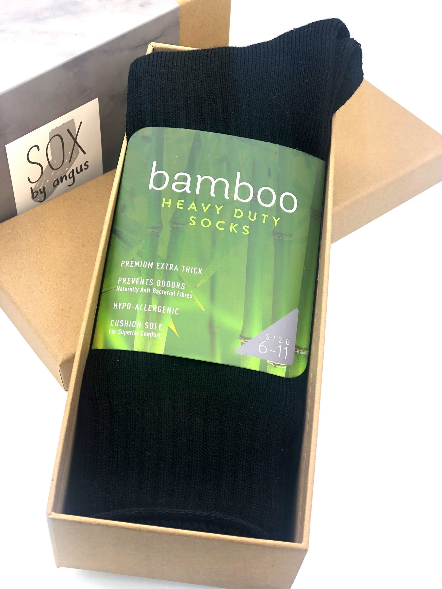 Gift Box-Bamboo heavy duty socks-Black