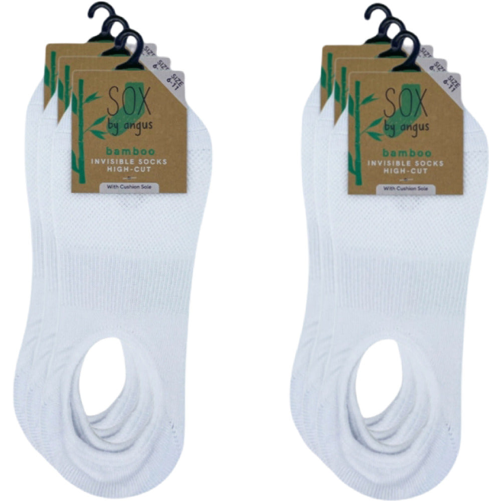 Bamboo Cushioning Sole Invisible Socks-high cut-White